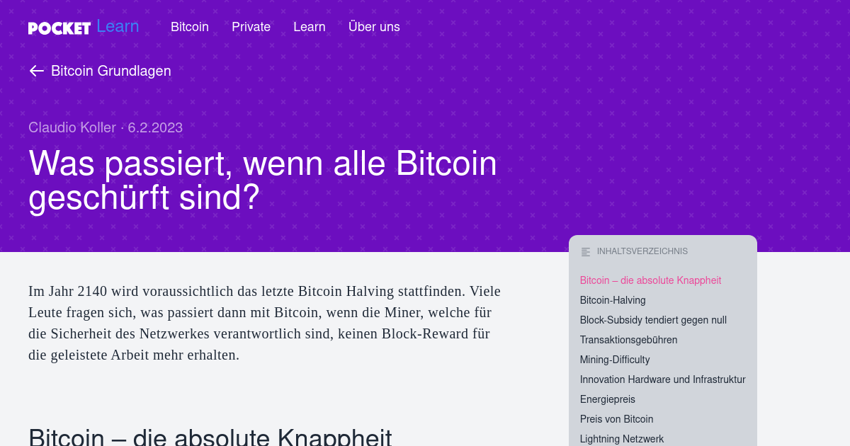 Das wird passieren wenn alle Bitcoin geschürft sind Pocket