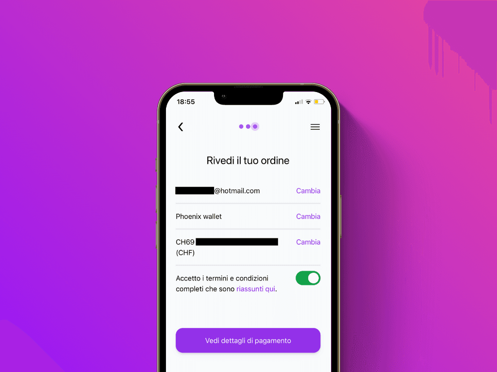 Schermata di selezione della valuta del servizio di ricarica Lightning di Pocket