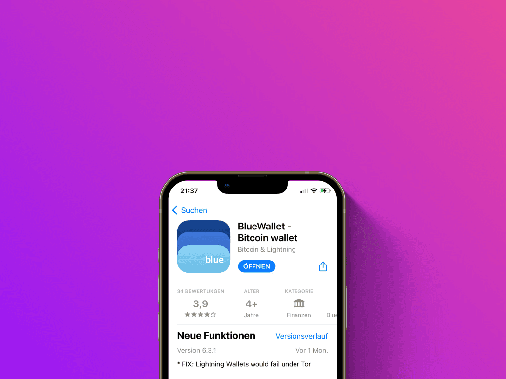 Bildschirmfoto vom App-Store mit dem BlueWallet