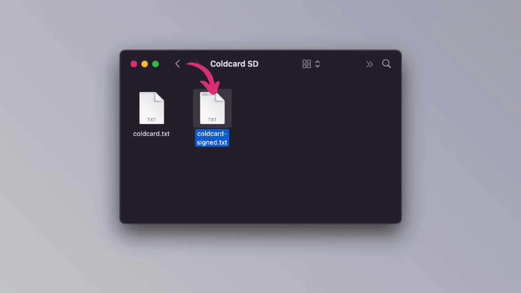 Screenshots of the content of the Coldcard SD-card