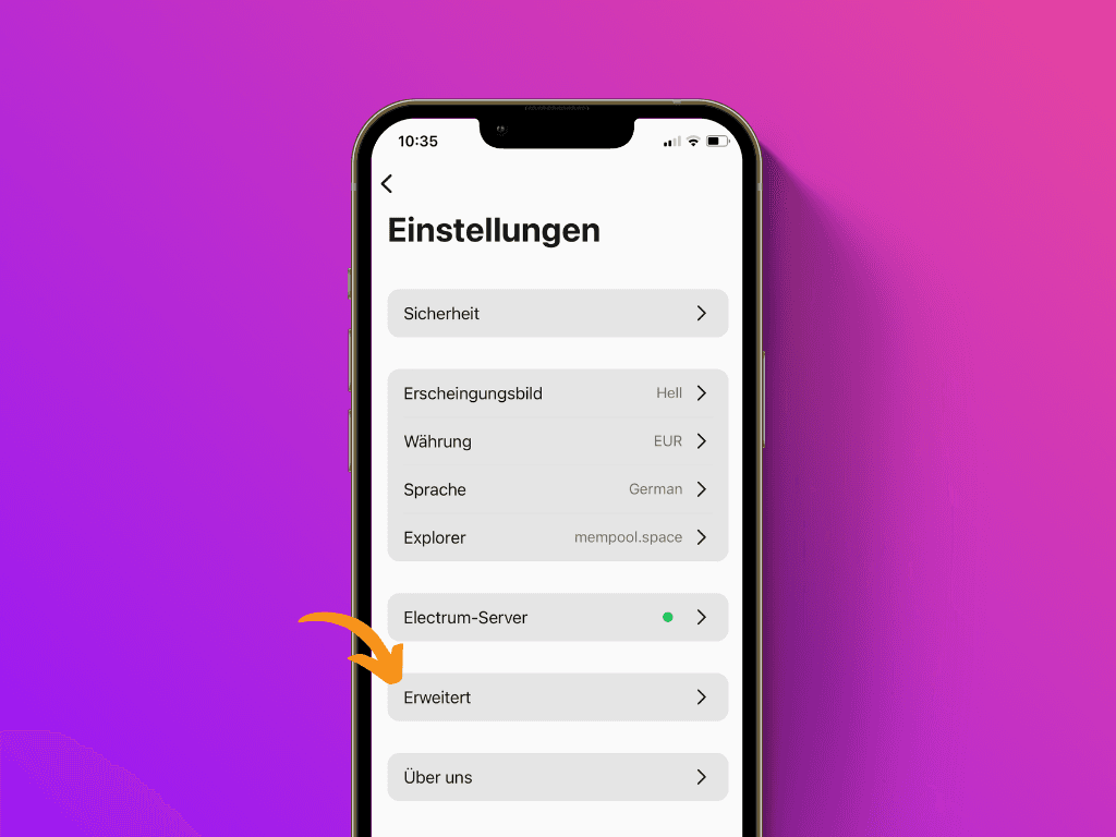 Bildschirmfoto des Screens mit den Einstellungen der Pocket App 