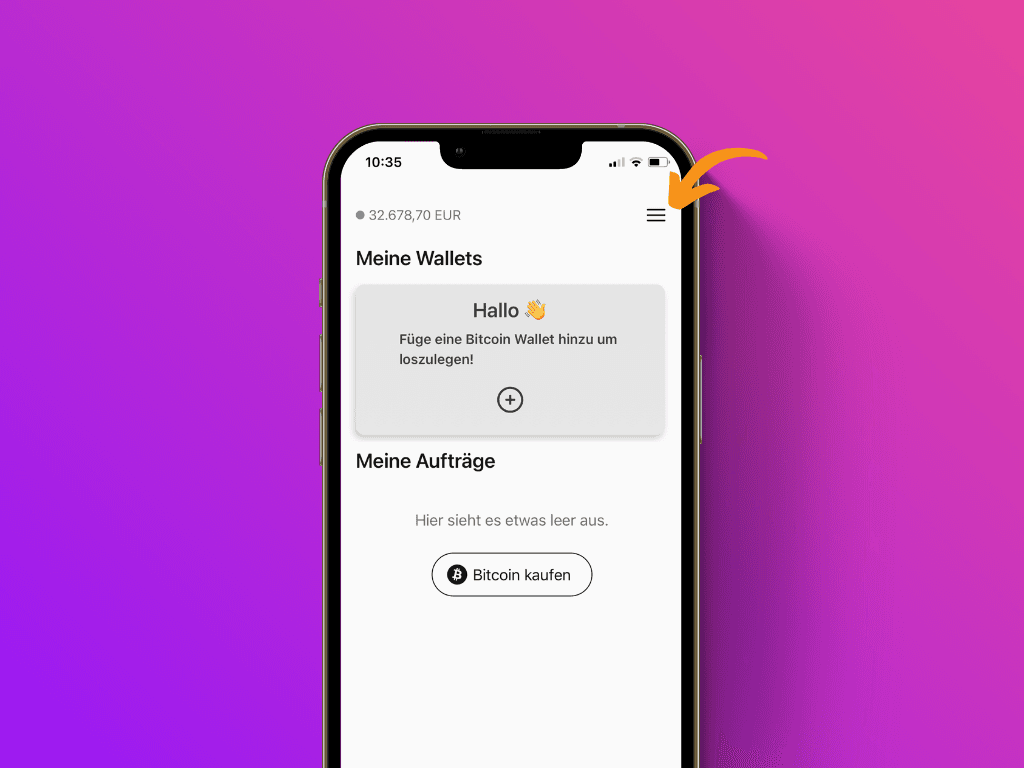 Bildschirmfoto der Pocket App mit Zeiger auf das Menü-Symbol