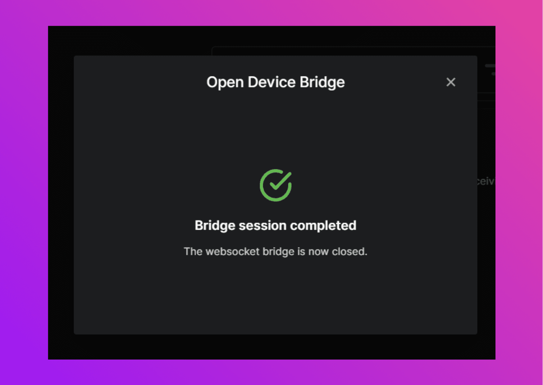 Screenshot Ledger Live session completed