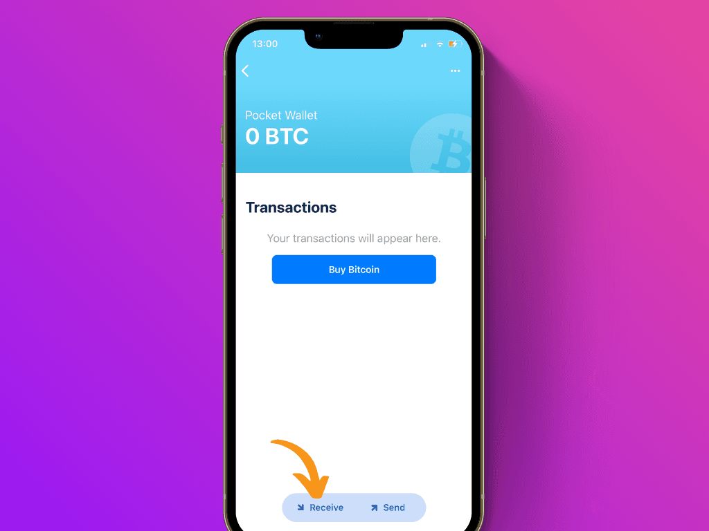 Screenshot of BlueWallet using the Get function