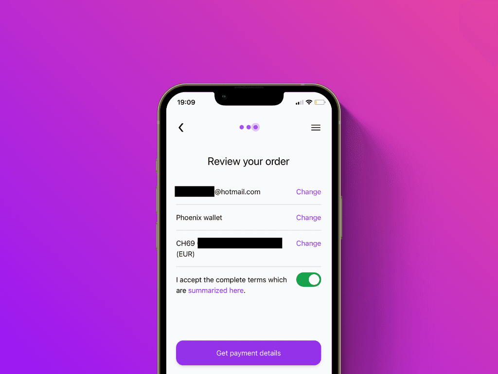 Screenshot of the verification screen of the entered data of Pocket's Lightning top-up service