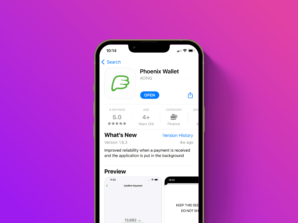 Screenshot of the Phoenix Wallet download screen in the Apple App Store
