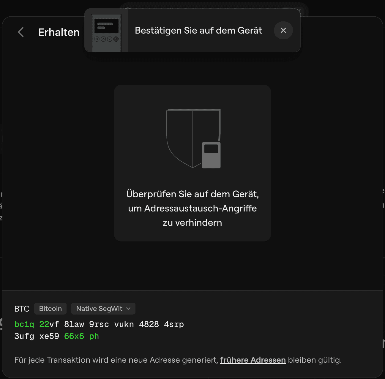 Confirm address on device