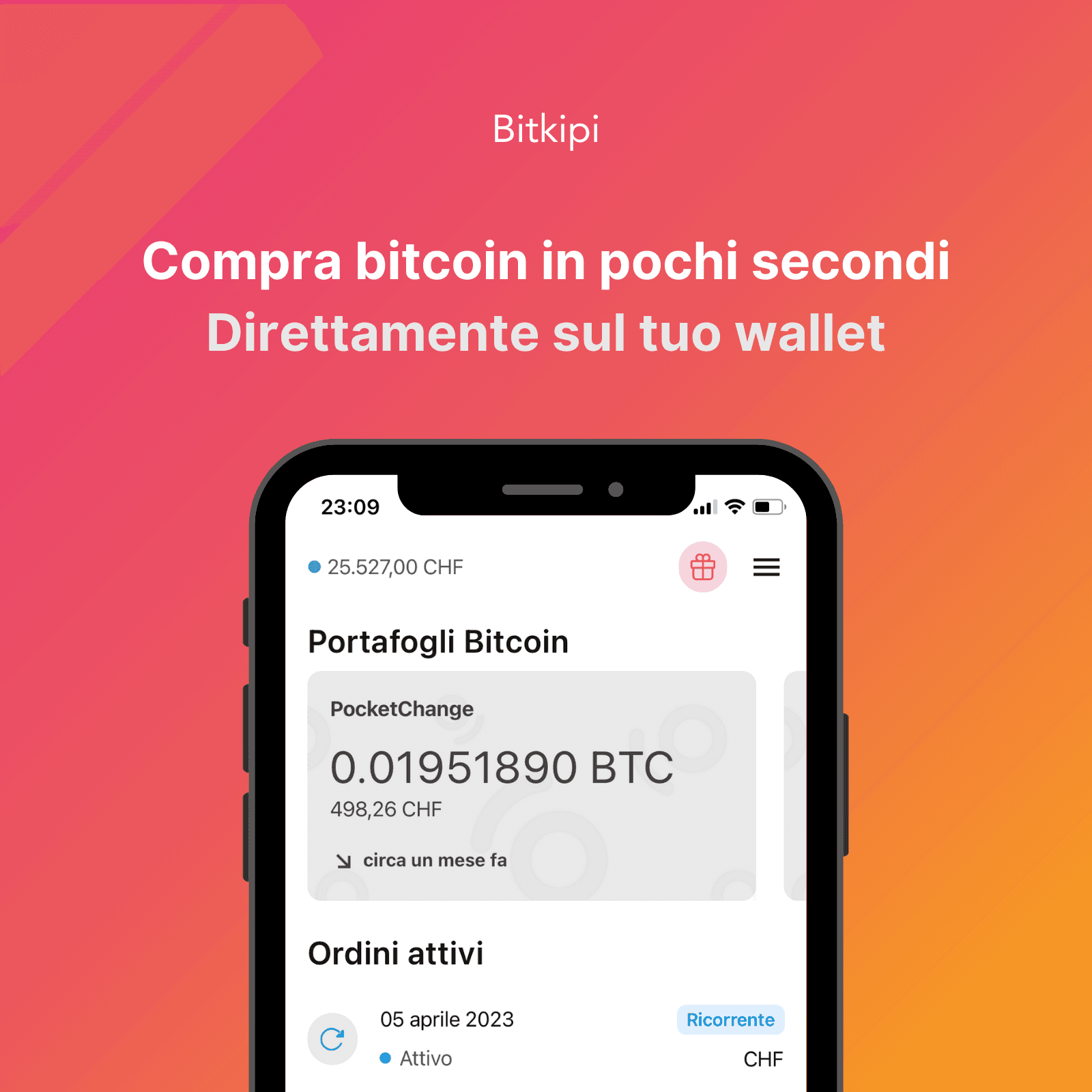 Schermata dell'app Bitkipi