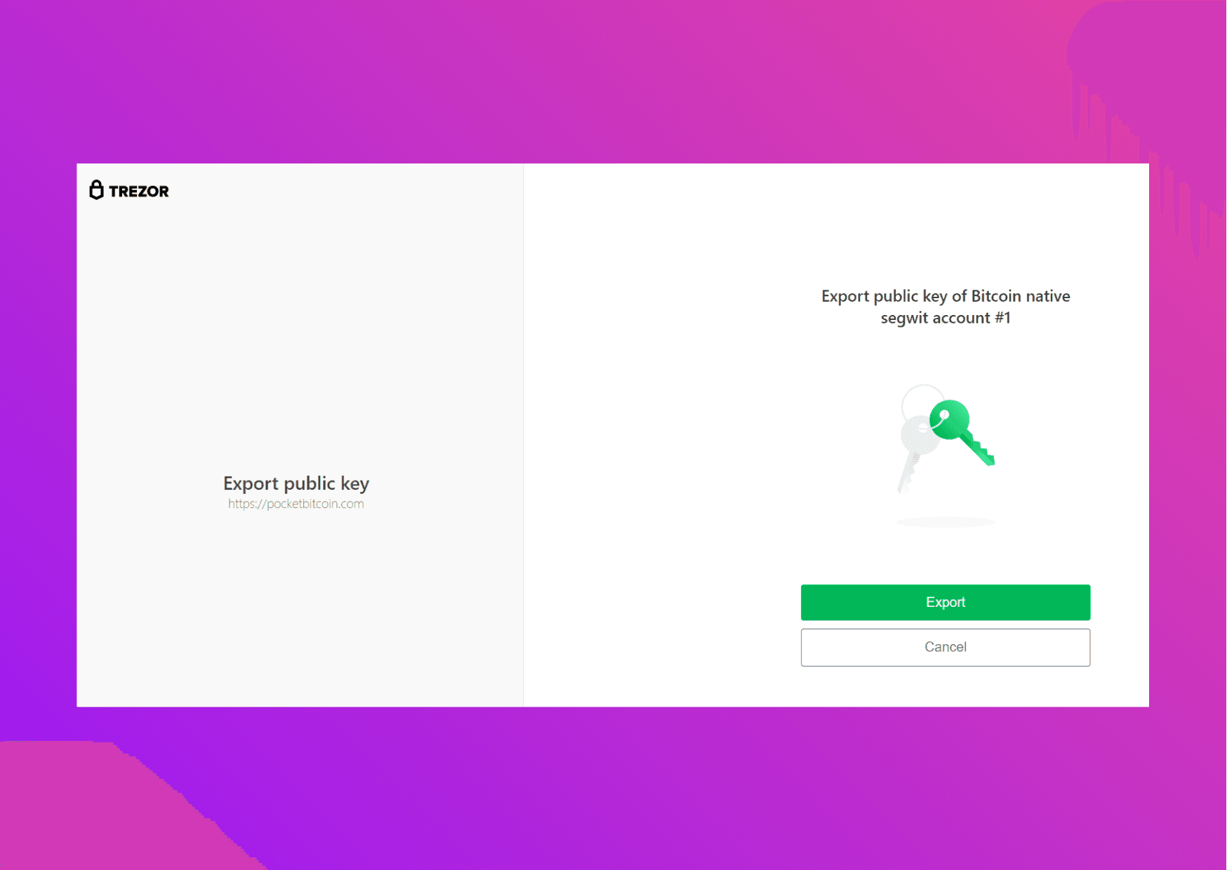 Screenshot Trezor Bridge public key confirmation