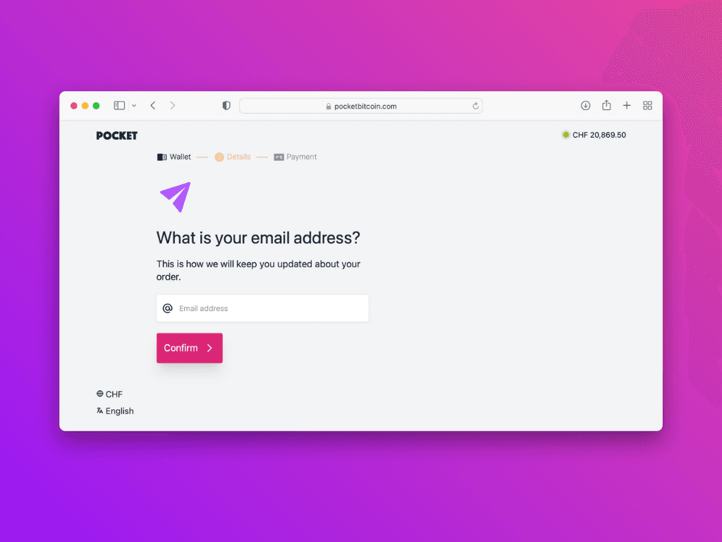 Screenshot of the Pocket website asking you to enter your email address