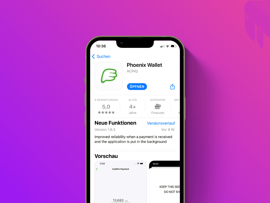 Bildschirmfoto des Download-Screens der Phoenix Wallet im Apple App Store