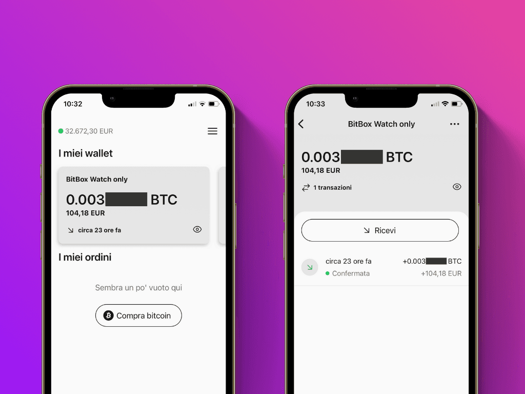 Schermata dell'app Pocket con il wallet per soli orologi aperto