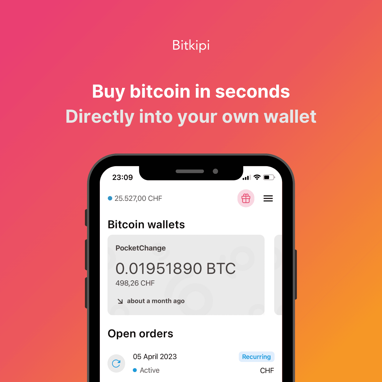 Screenshot of the Bitkipi app