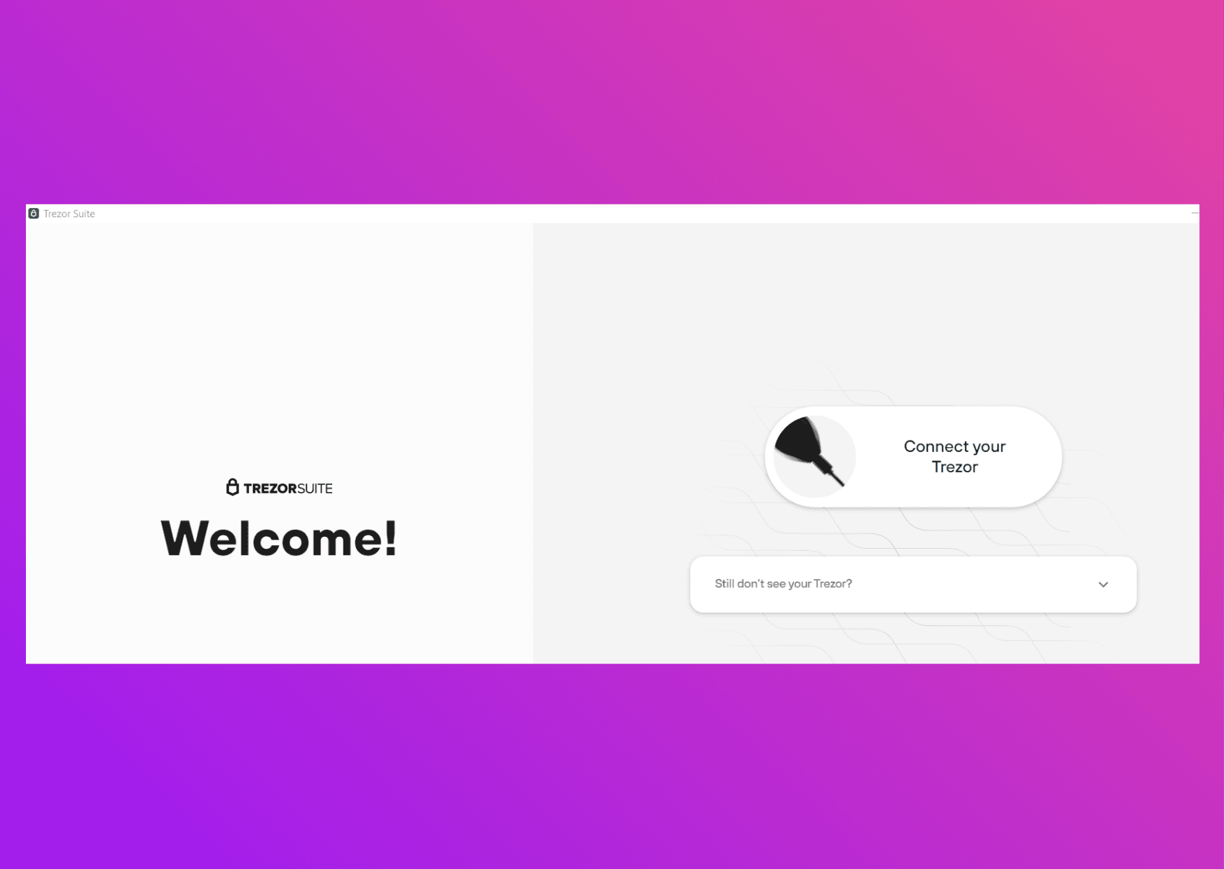 Screen capture Trezor Suite Welcome