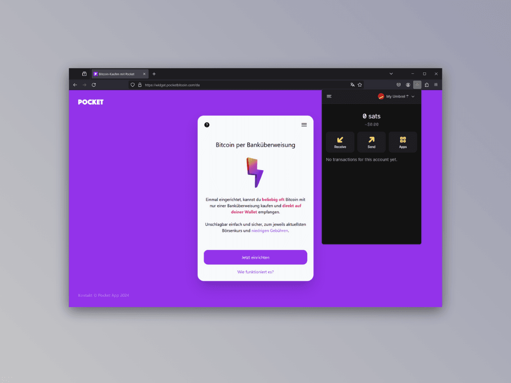 Bildschirmfoto von Pockets Lightning Top-Up Service