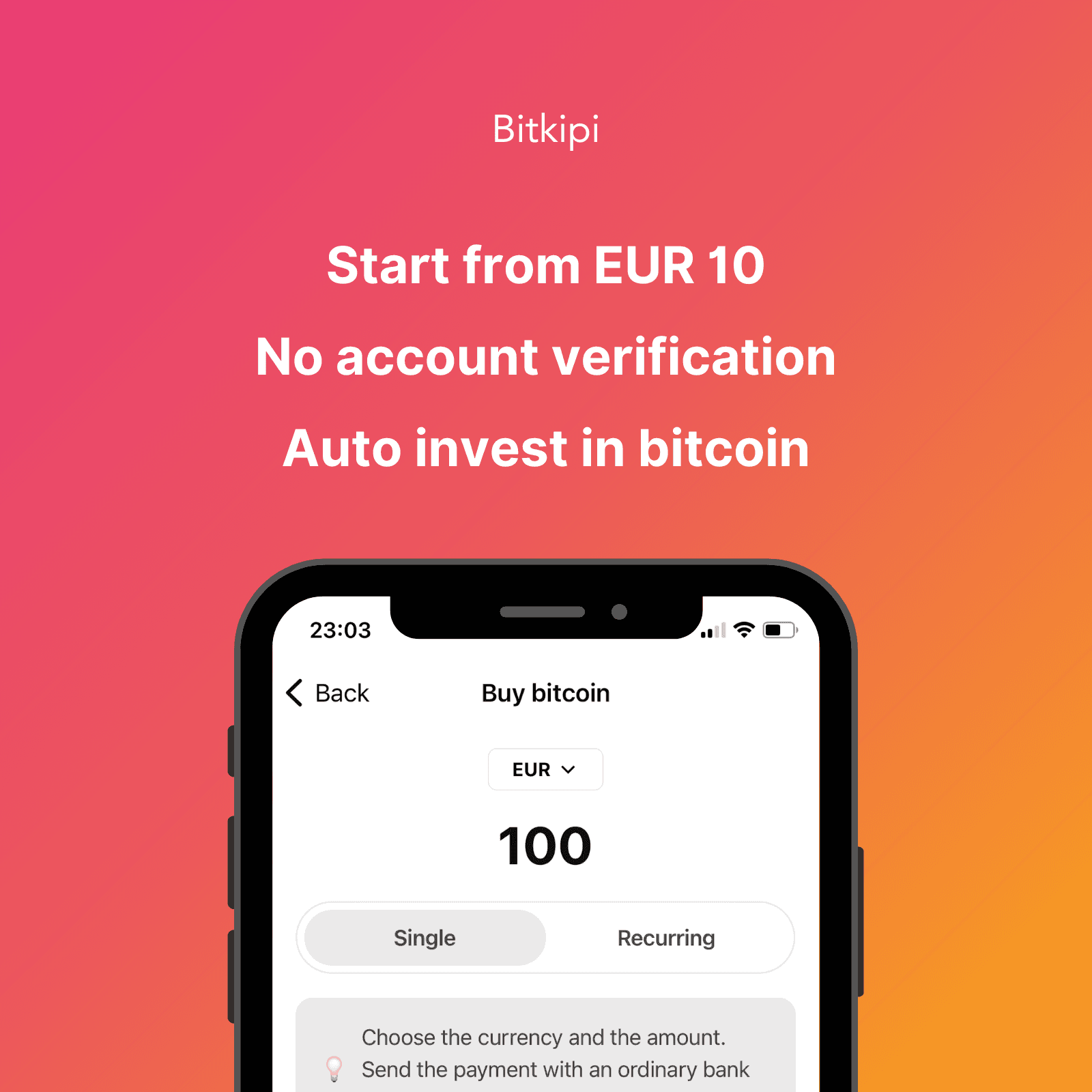 Screenshot of the Bitkipi app