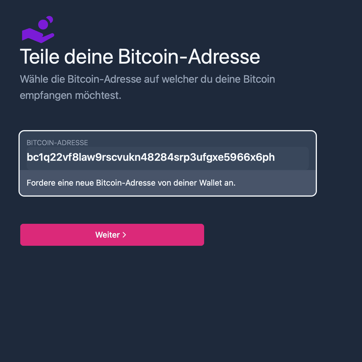 Paste Bitcoin address