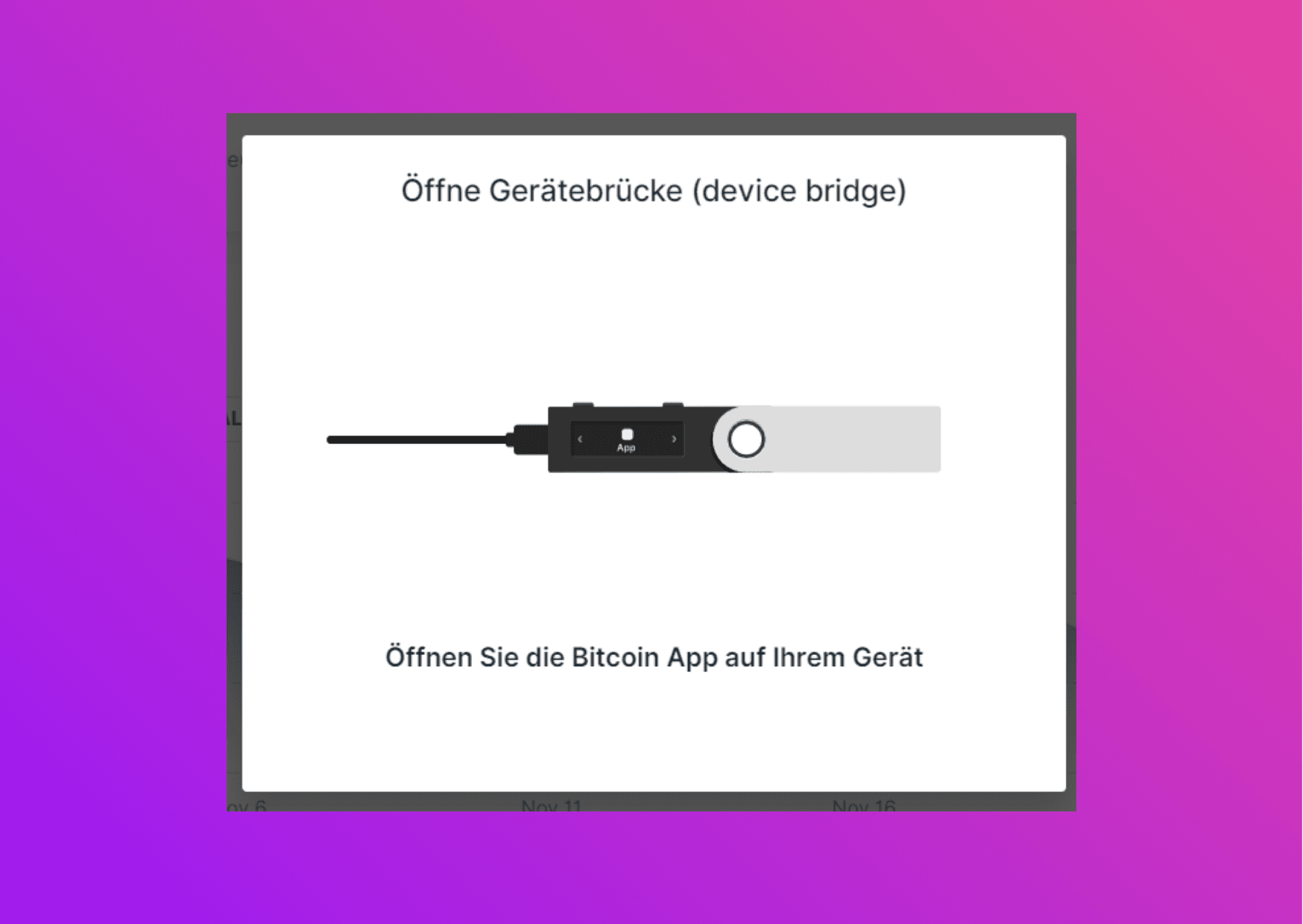 Bildschirmfoto mit der Aufforderung das Bitcoin Wallet zu öffnen
