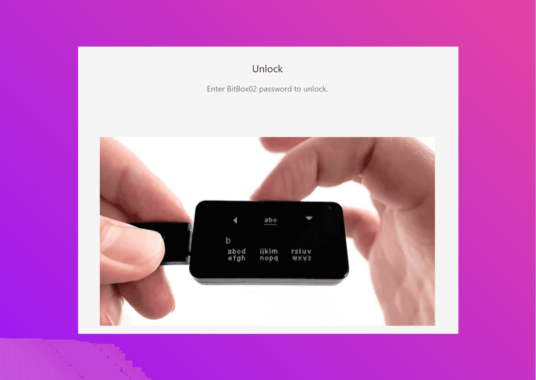 Screenshot with hardware wallet Bitbox02