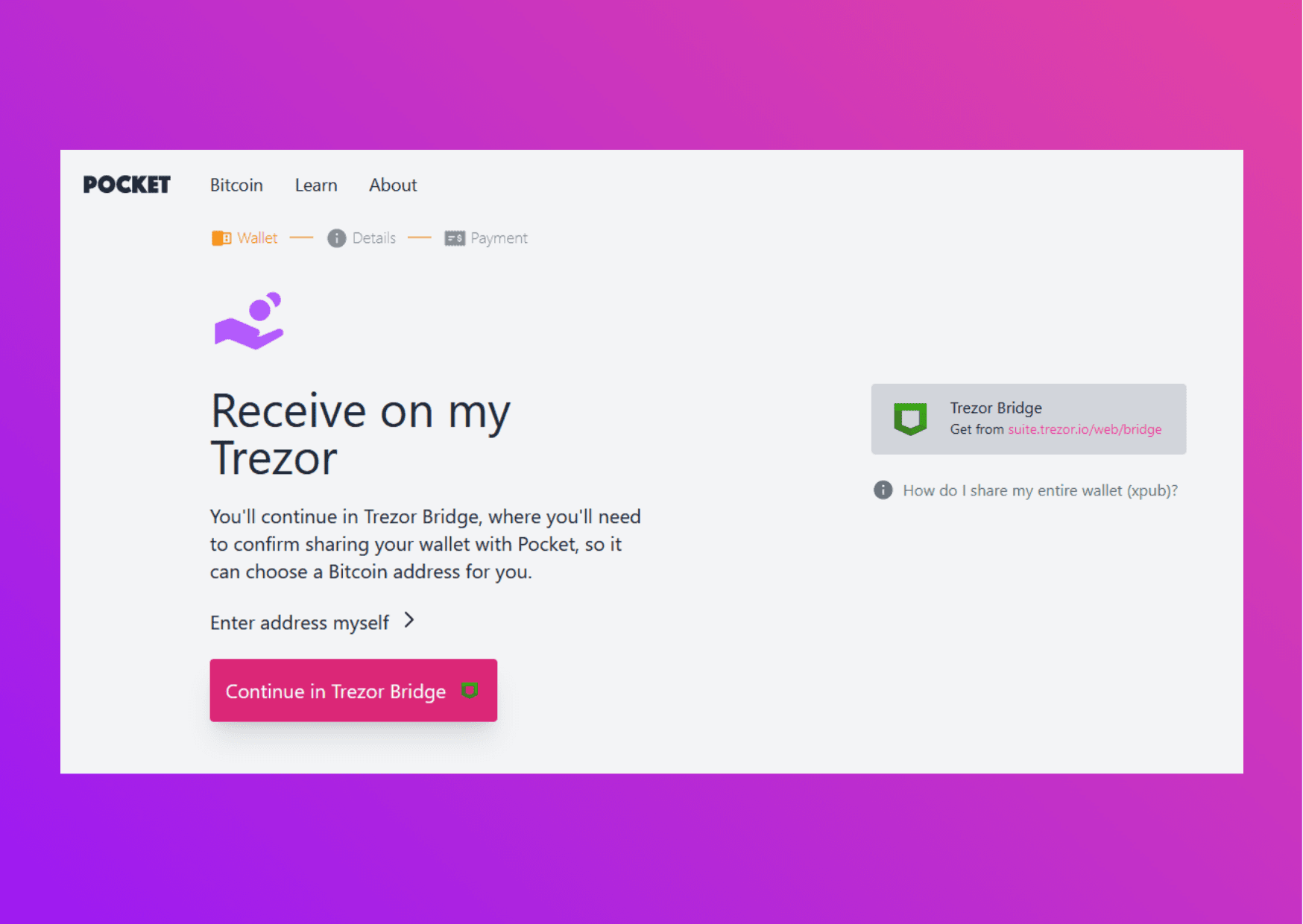 Screen capture Pocket Website Received on my Trezor