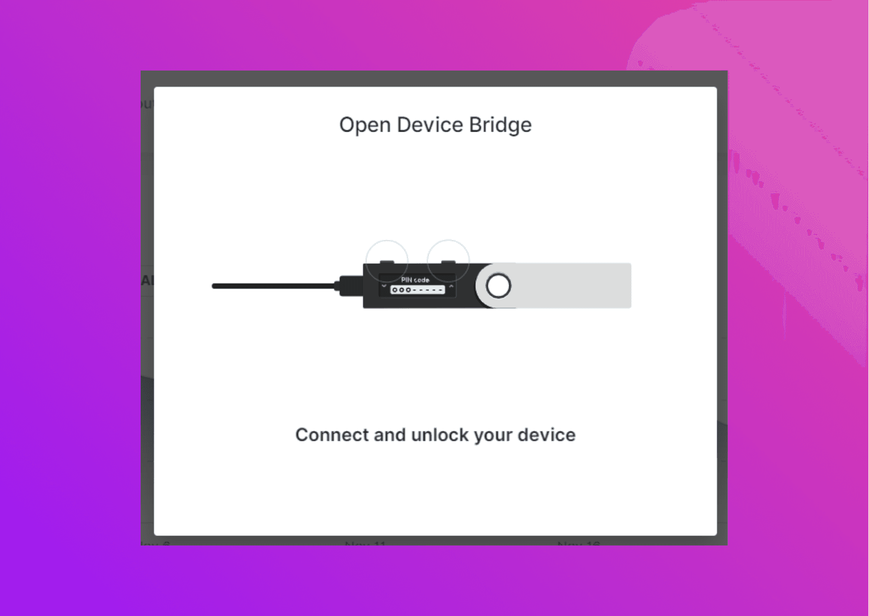 Screenshot with Ledger Live with the prompt to connect the ledger.