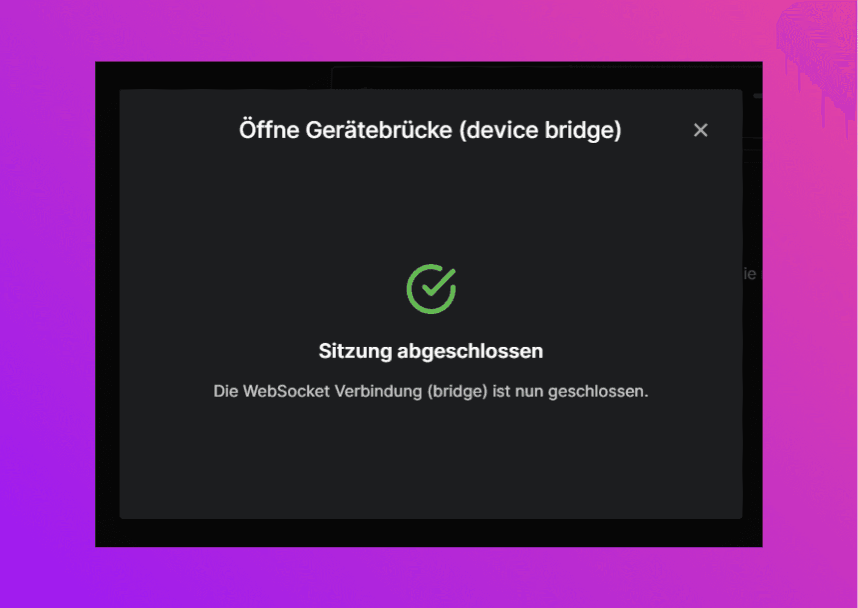 Bildschirmfoto Ledger Live Sitzung abgeschlossen