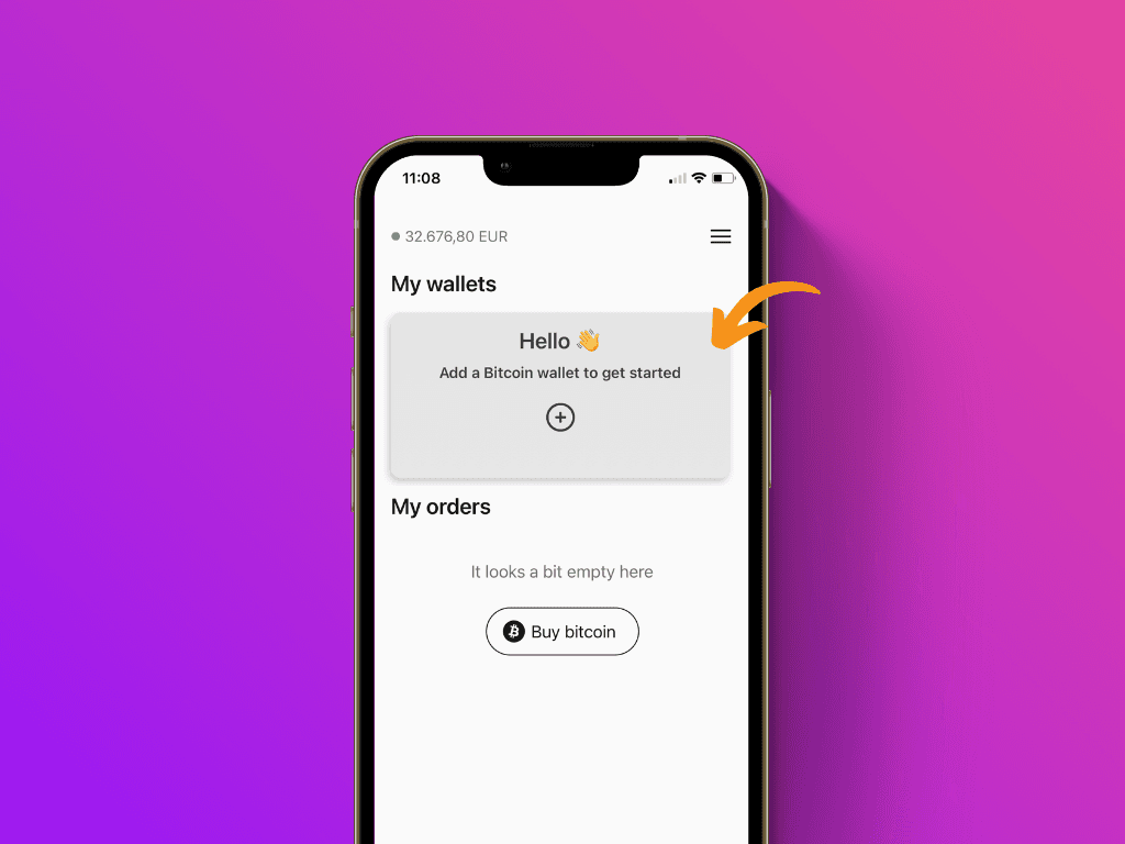 Screenshot of the Pocket app with pointer to the "Set up new wallet" tile