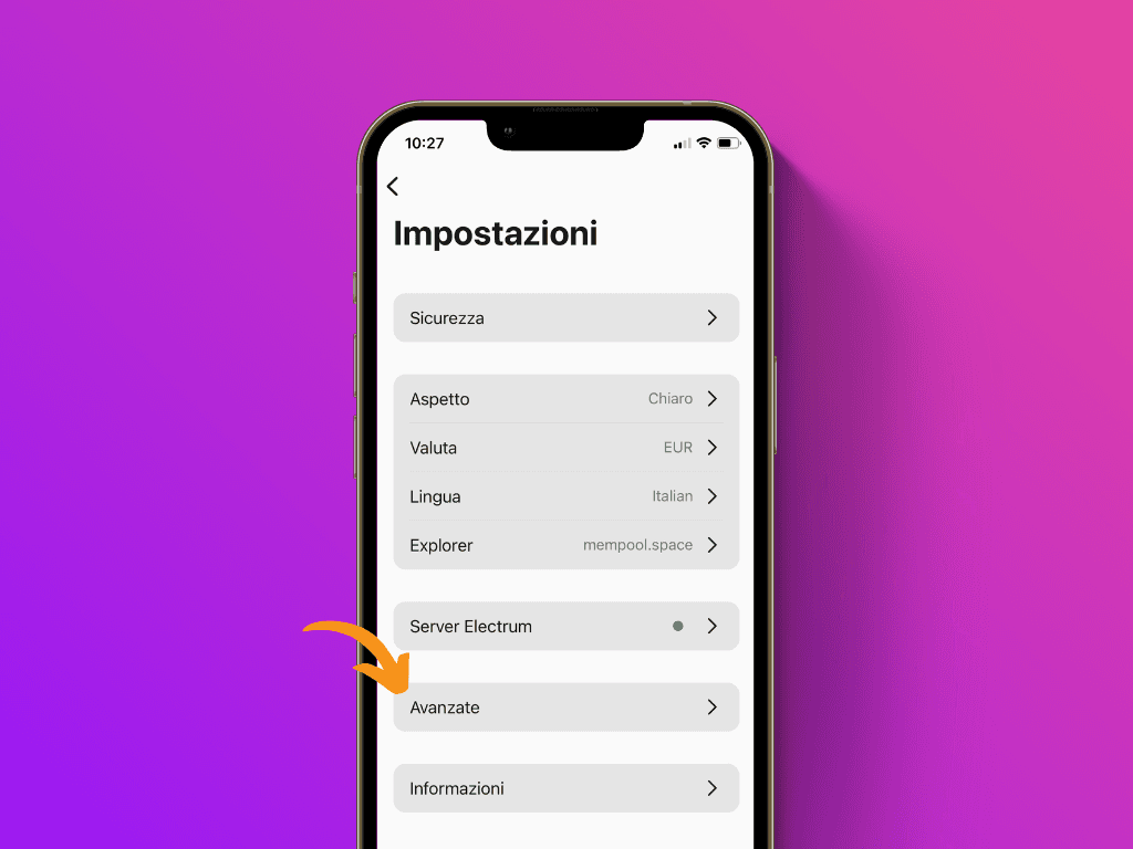 Screenshot della schermata con le impostazioni della Pocket App