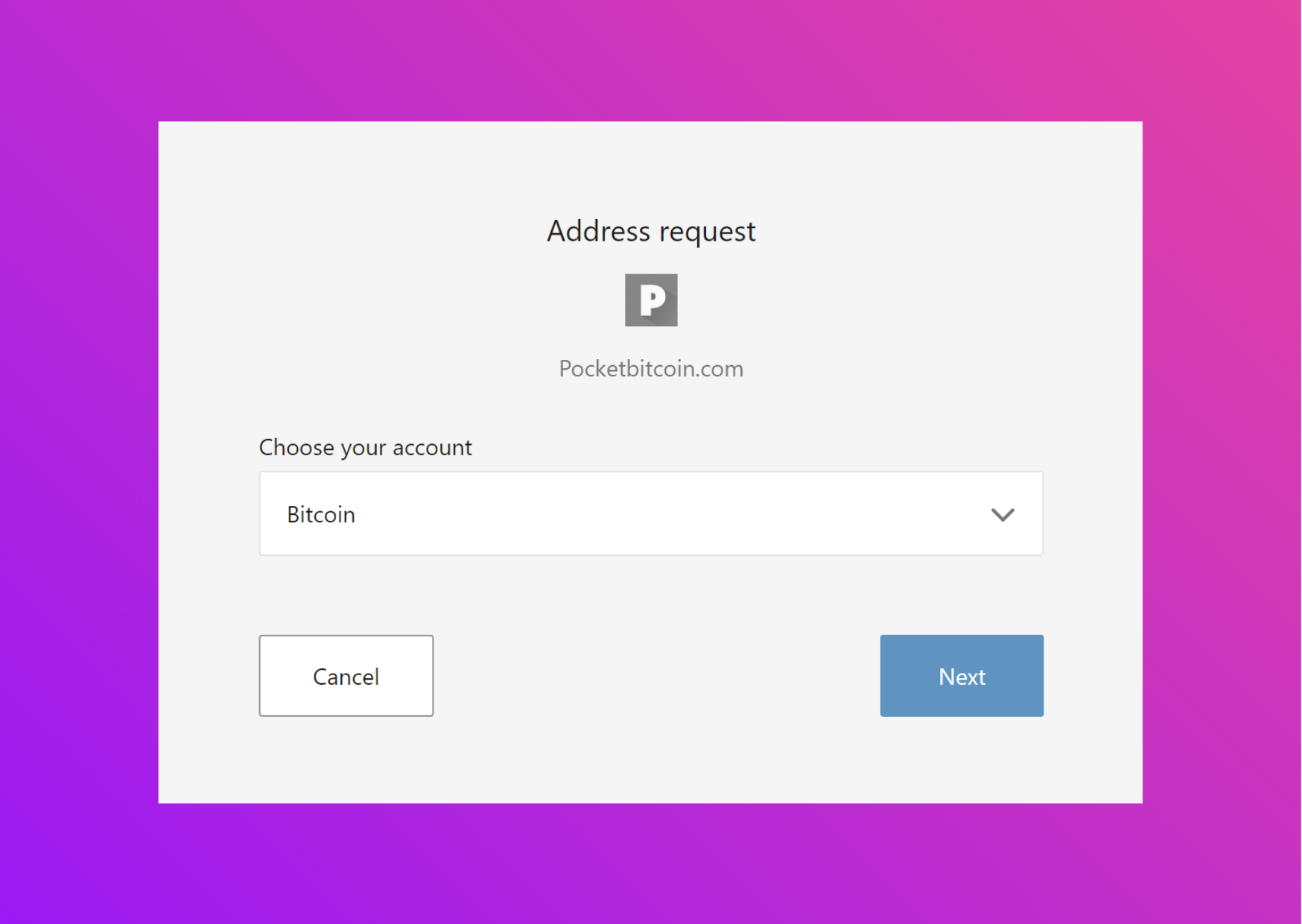 Screenshot showing BitboxApp with address request