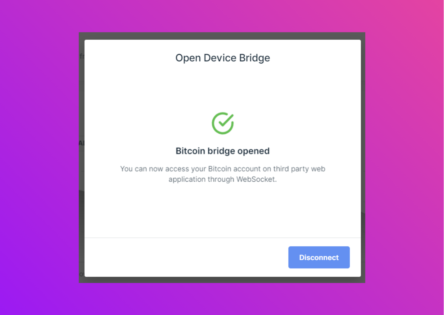 Screenshot with with the confirmation in Ledger Live