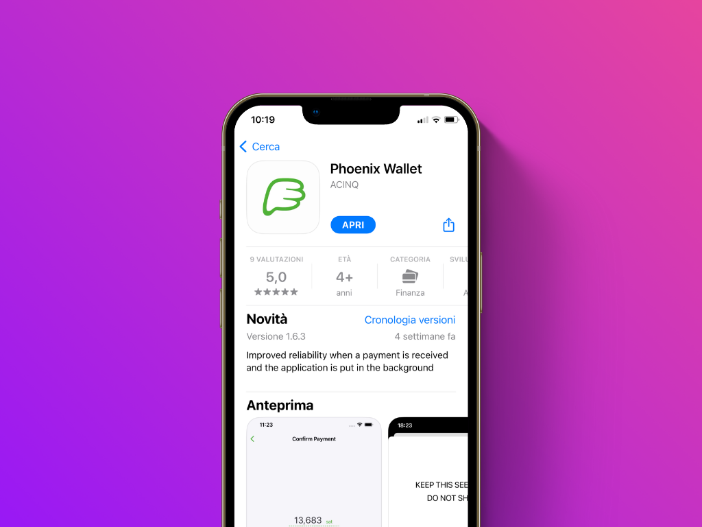 Schermata di download di Phoenix Wallet nell'App Store di Apple
