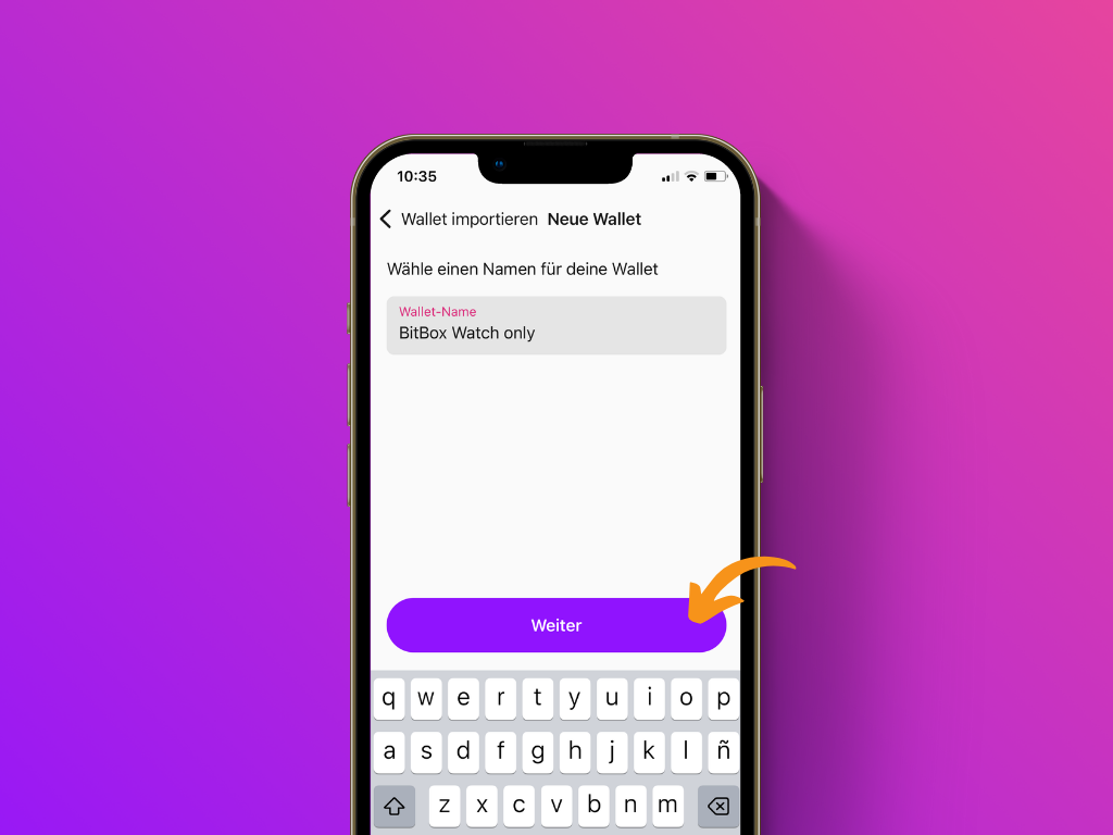 Bildschirmfoto der Pocket App mit Zeiger auf den Button "Weiter"